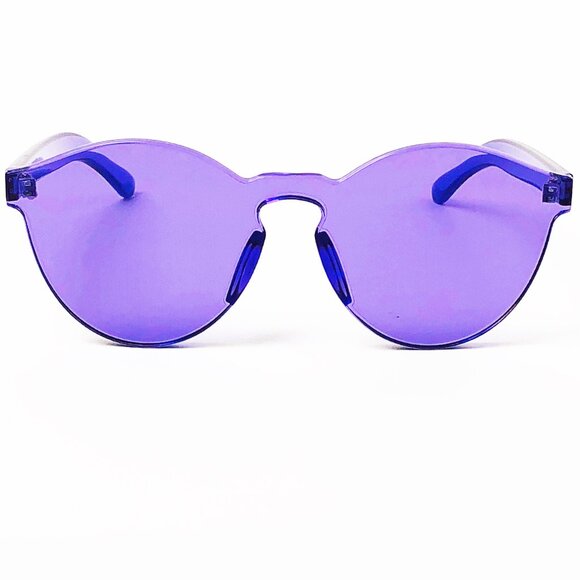 Purple Rimless Transparent Clear Lens Sunglasses - Picture 7 of 10